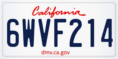 CA license plate 6WVF214