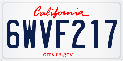 CA license plate 6WVF217