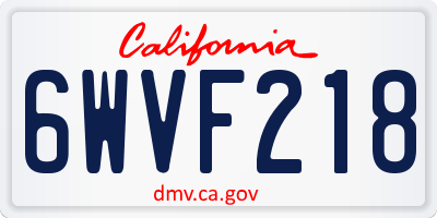 CA license plate 6WVF218