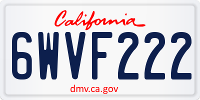 CA license plate 6WVF222