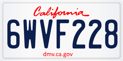 CA license plate 6WVF228