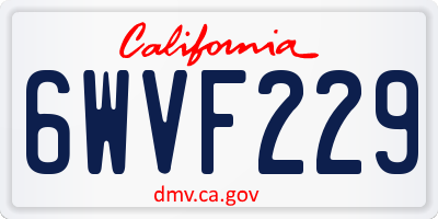 CA license plate 6WVF229