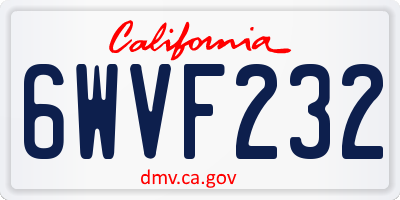 CA license plate 6WVF232