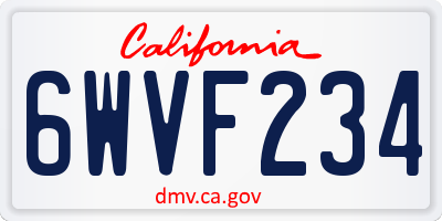CA license plate 6WVF234