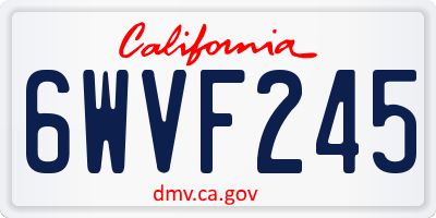 CA license plate 6WVF245