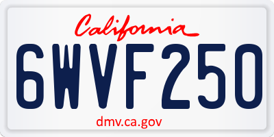 CA license plate 6WVF250