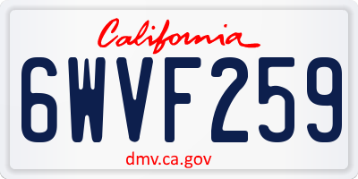 CA license plate 6WVF259