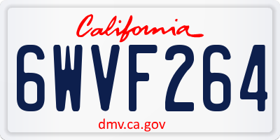 CA license plate 6WVF264