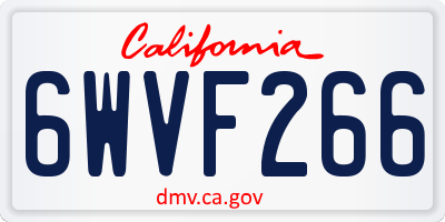 CA license plate 6WVF266
