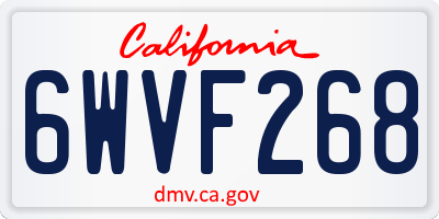 CA license plate 6WVF268