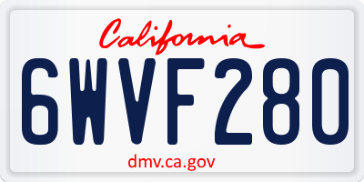 CA license plate 6WVF280