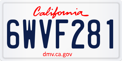 CA license plate 6WVF281
