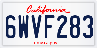 CA license plate 6WVF283