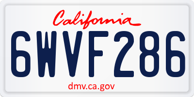 CA license plate 6WVF286