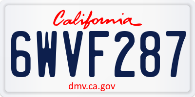 CA license plate 6WVF287