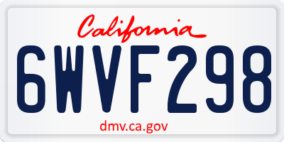 CA license plate 6WVF298