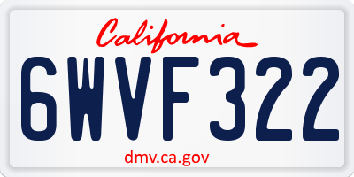 CA license plate 6WVF322