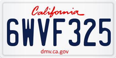 CA license plate 6WVF325