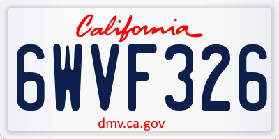 CA license plate 6WVF326