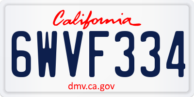 CA license plate 6WVF334