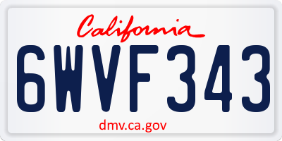 CA license plate 6WVF343