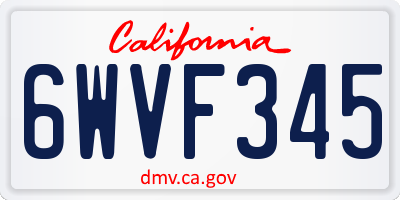CA license plate 6WVF345