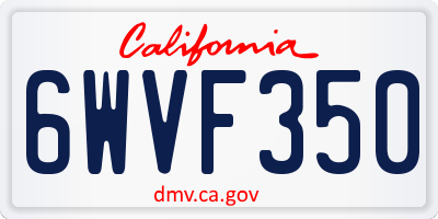 CA license plate 6WVF350