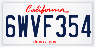 CA license plate 6WVF354