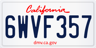 CA license plate 6WVF357