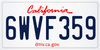 CA license plate 6WVF359