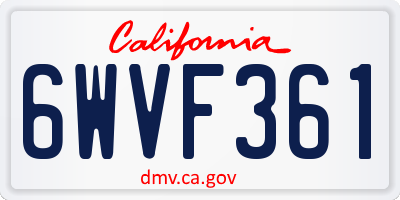 CA license plate 6WVF361