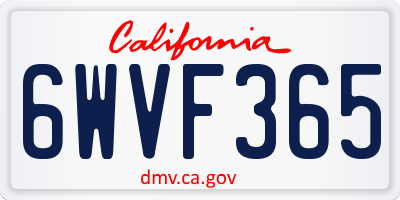 CA license plate 6WVF365