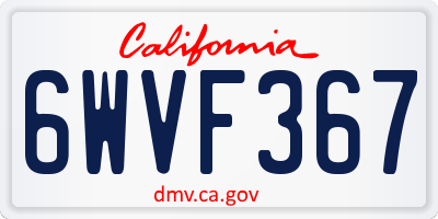CA license plate 6WVF367