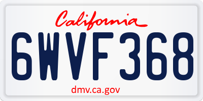 CA license plate 6WVF368