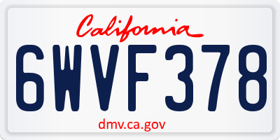 CA license plate 6WVF378