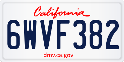 CA license plate 6WVF382
