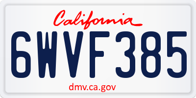 CA license plate 6WVF385
