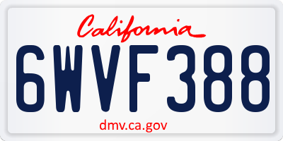 CA license plate 6WVF388
