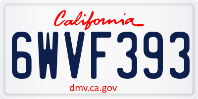 CA license plate 6WVF393