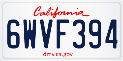 CA license plate 6WVF394