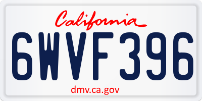 CA license plate 6WVF396