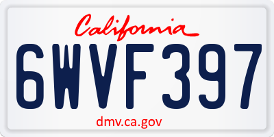 CA license plate 6WVF397