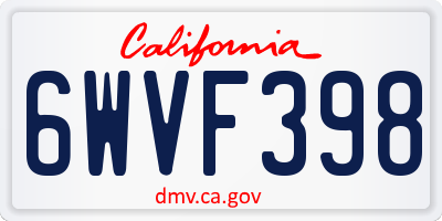 CA license plate 6WVF398