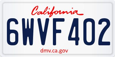 CA license plate 6WVF402