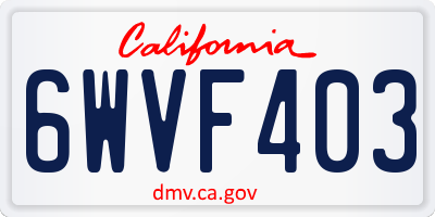 CA license plate 6WVF403