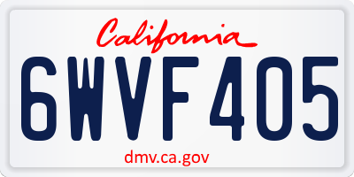 CA license plate 6WVF405