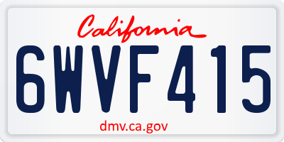 CA license plate 6WVF415