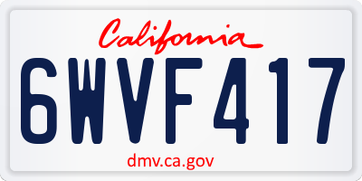 CA license plate 6WVF417