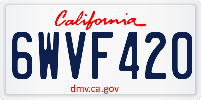 CA license plate 6WVF420