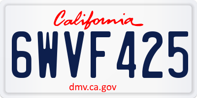 CA license plate 6WVF425